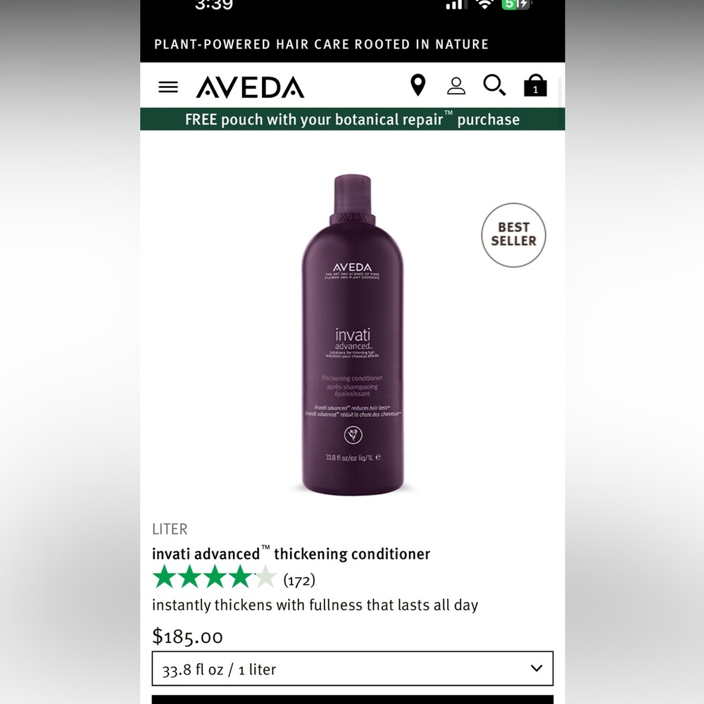 Brand New! Aveda Invati Thickening Conditioner